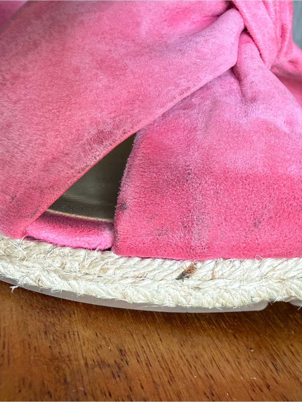 Talbots Pink Knotted Suede Wedge Sandals - Picture 6 of 8